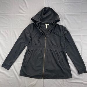 Old Navy Women's Maternity Size M Black Hooded Full Zip Cotton Jacket Casual